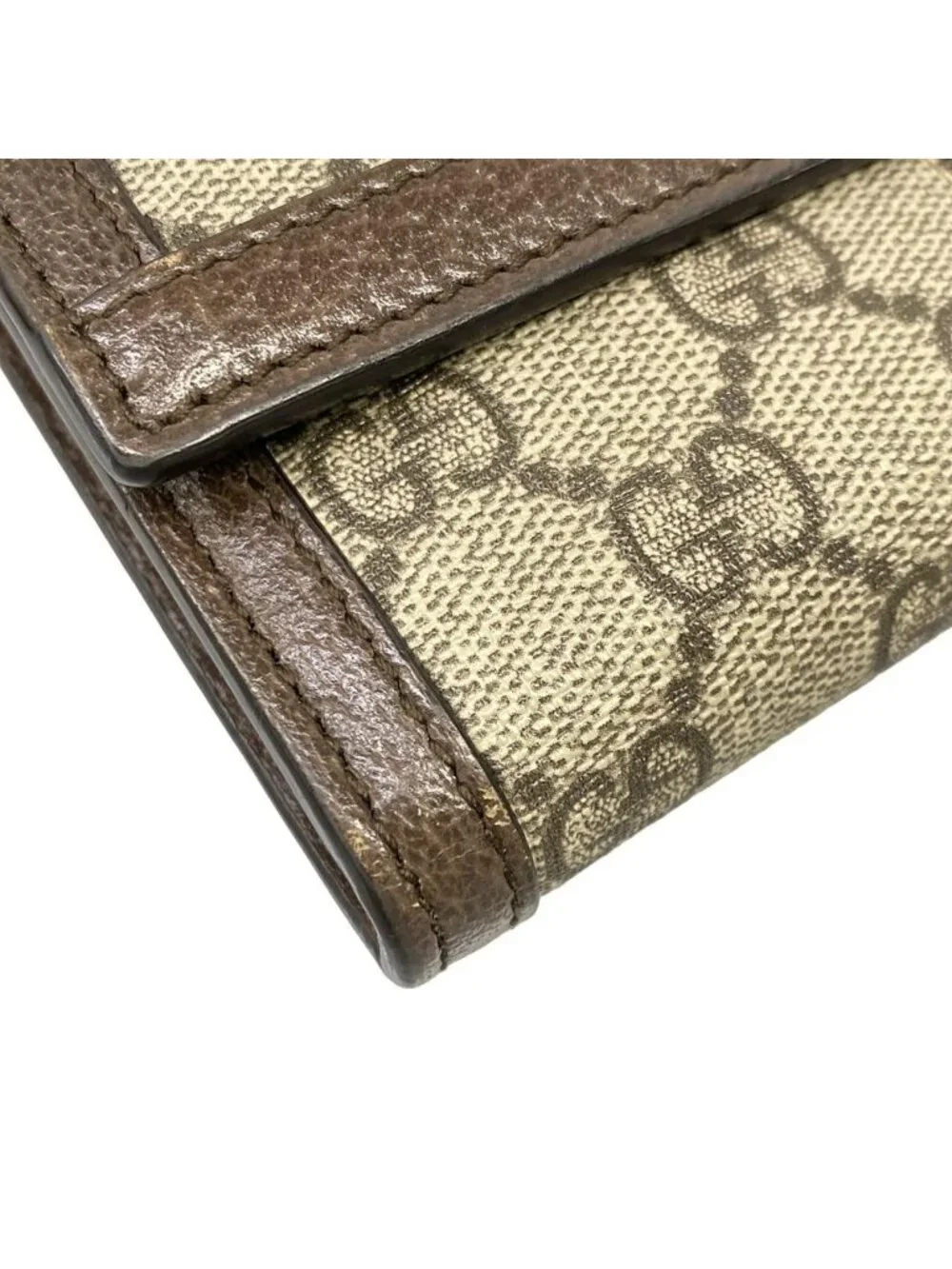 ★SOLD★ Gucci Wallet Ophidia Beige Ebony Dark Brown Leather - Picture 7 of 13